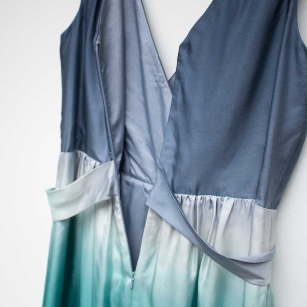 Suzi Chin | Blue Ombre Empire Waist Silk Dress - Picture 7 of 7